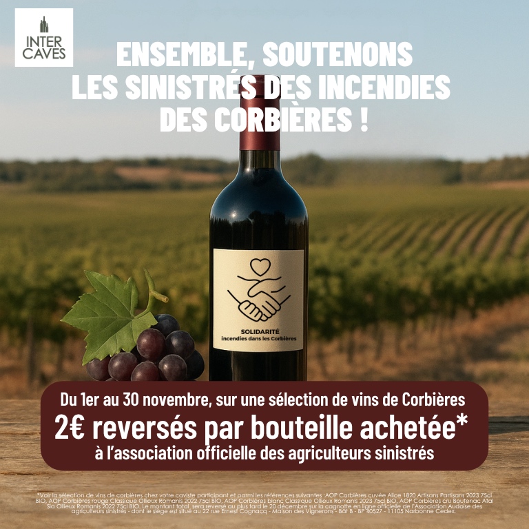 Affiche Intercaves se mobilise pour les vignerons sinistrés des Corbières